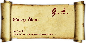 Géczy Ákos névjegykártya
