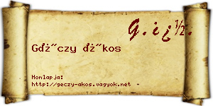 Géczy Ákos névjegykártya